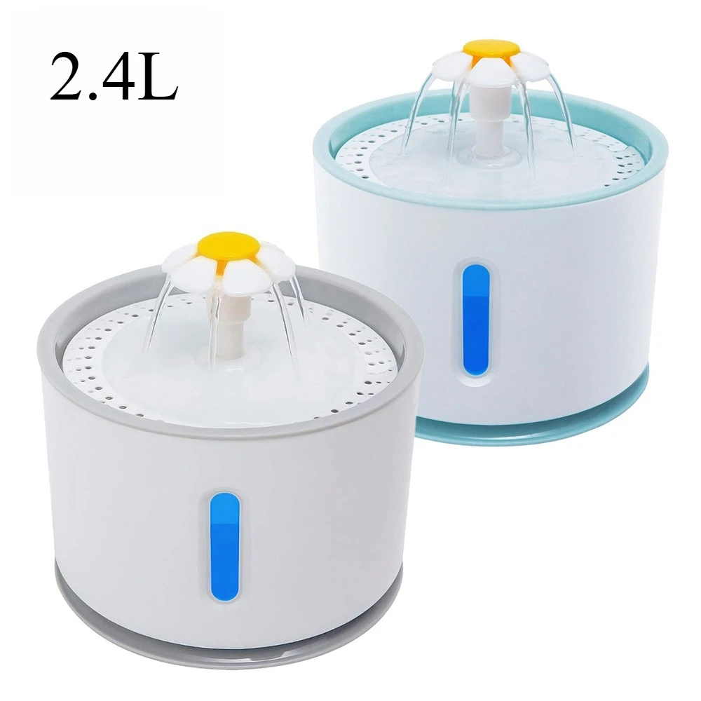 

Automatic Pet Cat Water Fountain with LED Lighting 2.4L USB Dogs Cats Mute Drinker Feeder Bowl Drinking Dispenser