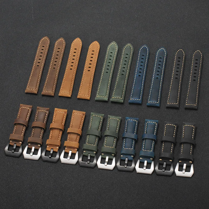 Leather Straps For Panerai Watch Accessories Men\'s Strap 20mm 22mm 24mm Watch Bands Cowhide Replacement Bracelet