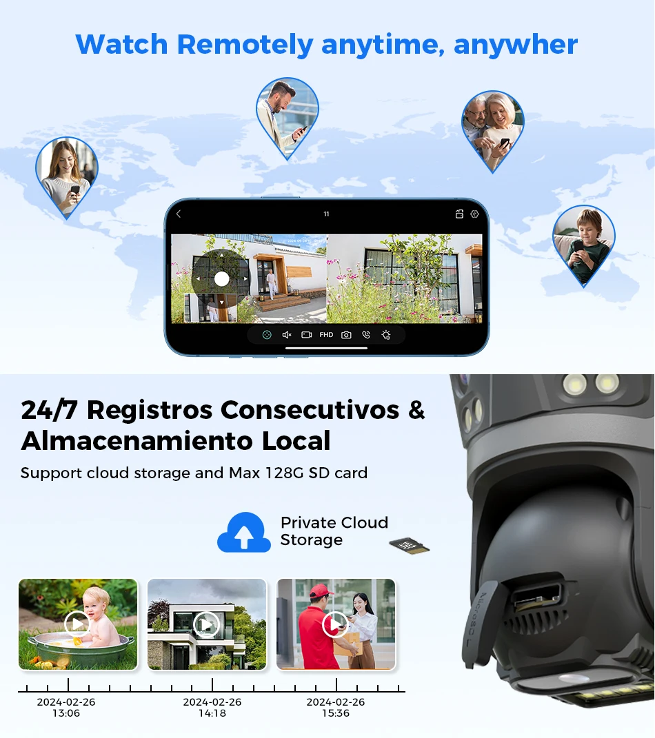 Hiseeu Three Lens PTZ IP Camera Outdoor 8MP HD Three Screen WiFi Security Auto Tracking Dual Len Wireless CCTV Camera ICsee