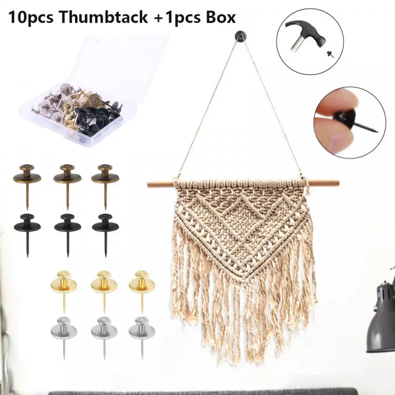 10Push Pin Hooks for Hanging Frames Double-Headed Wall Pins for Drywall,Soft Wood Small Photo Display for Home/Office (With Box)
