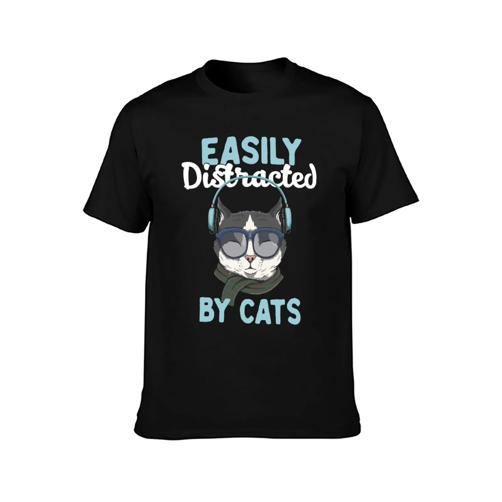 Copy of Easily Distracted By Cats T-Shirt, Summer Casual Cotton Tee, Oversized Streetwear Tops, Vintage Graphic Print