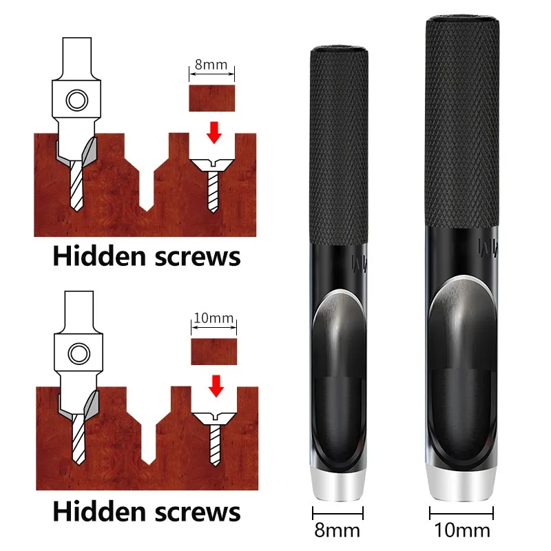 XCAN Bor Bit 8/10Mm Countersink Bor Pukulan Woodworking Penggilingan Pemotong Aksesoris untuk Wajah Kayu Pabrik Alat Pertukangan