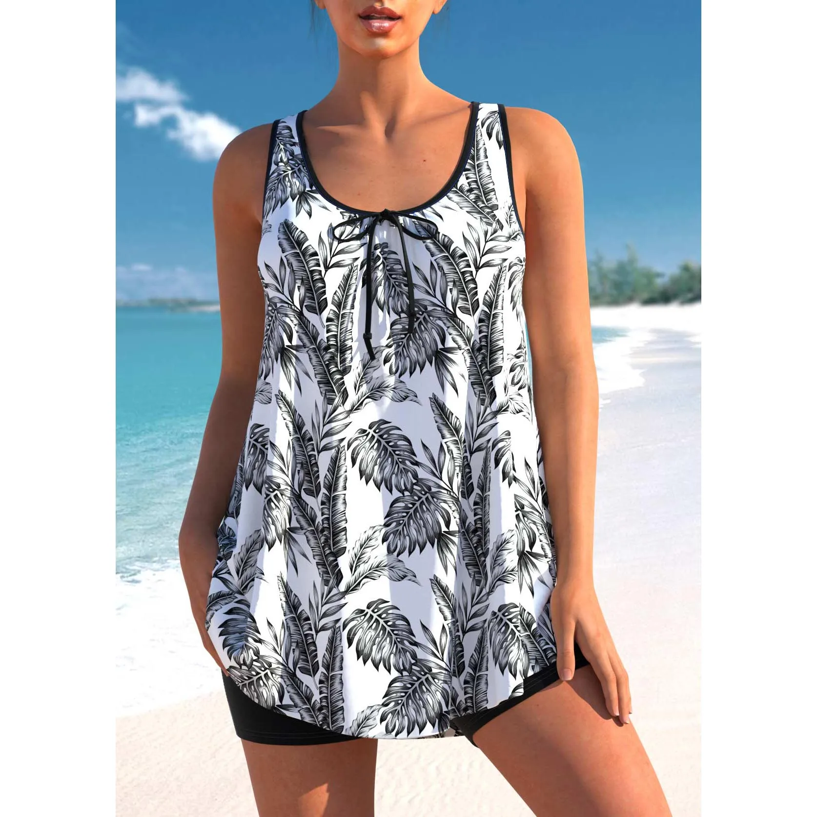 2023 Summer Regular Tankini New Design Printed Women\'s Swimwear Two Piece Swimwear Bikini Set Beach Wear Swimwear Swimwear Set