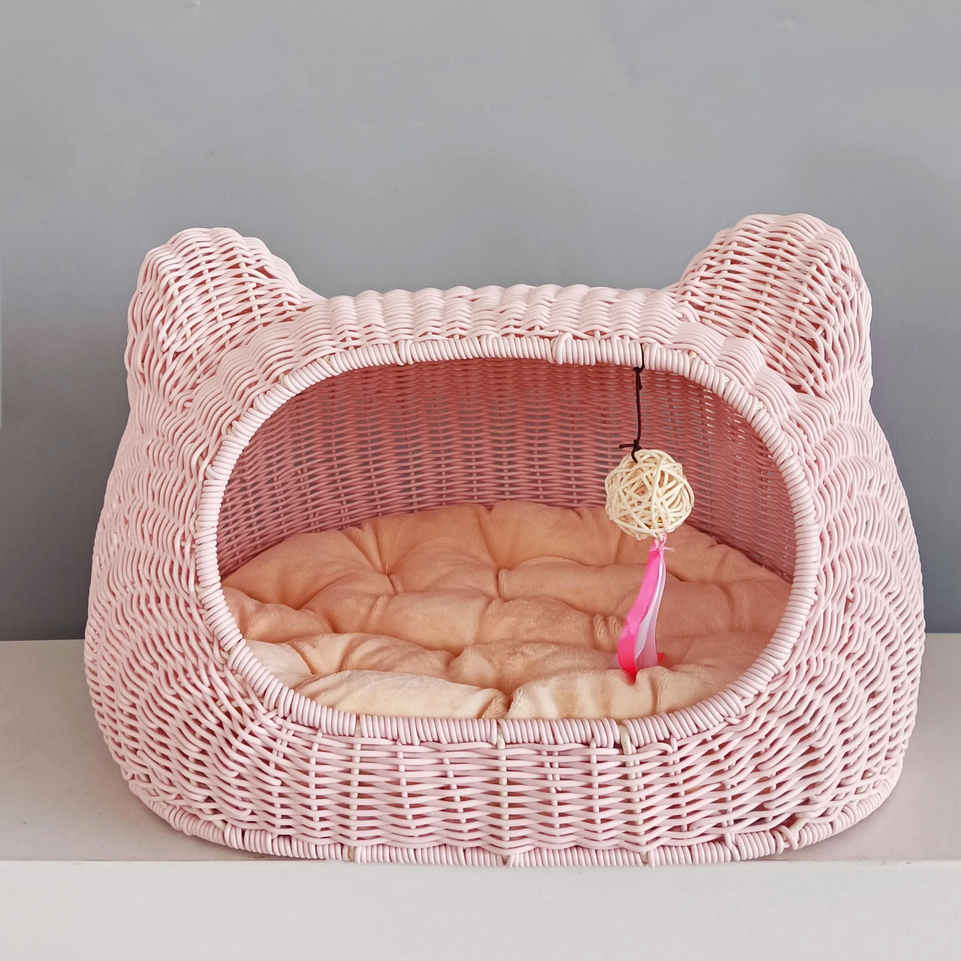 Washable rattan knitted cat nest All seasons universal cat cage Kennel Pet supplies Hand woven semi-closed cat nest