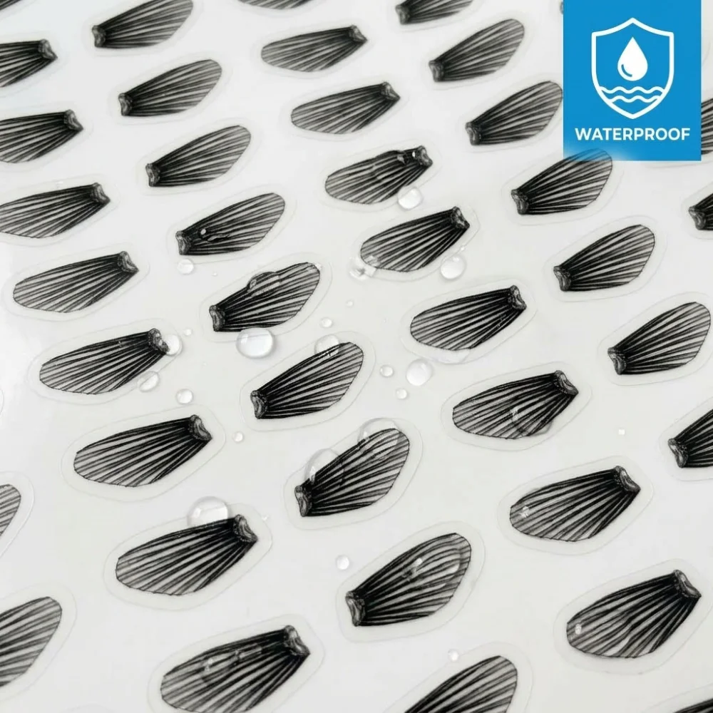 2CM Realistische Transparente Schwarze Fischflossen-Aufkleber, Wasserfeste Selbstklebende PVC-Brustflossen-Dekoration, DIY Angelköder und -zubehör – Detail 5