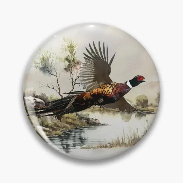 Pheasant Art  Soft Button Pin Lover Cartoon Metal Lapel Pin Women Funny Cute Fashion Decor Badge Brooch Collar Gift Creative Hat