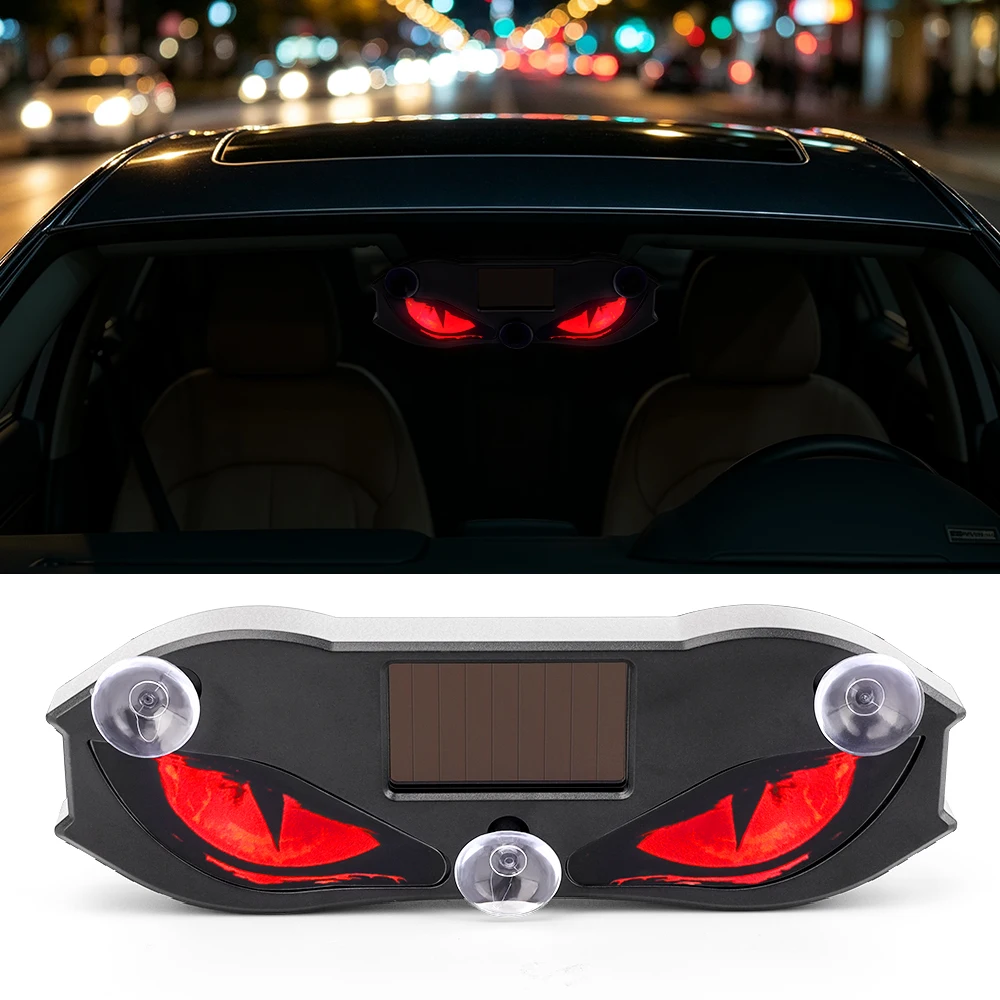 Newest Solar Devil Eyes Universal Car Suction Cup Mount Type-C Solar Charging LED Ambient Light Dynamic Expression Warning Light