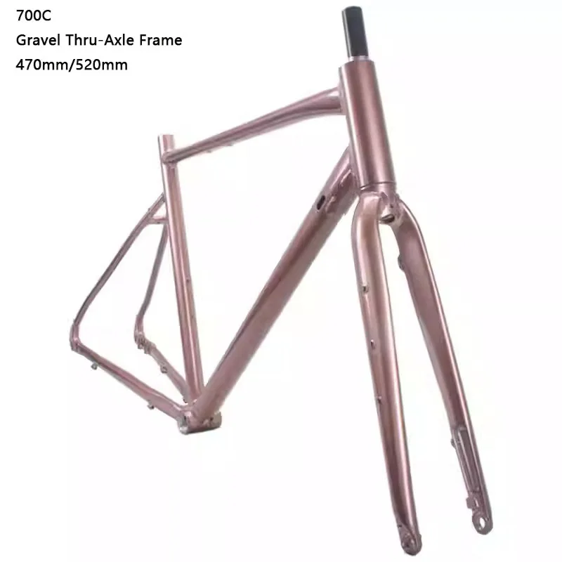 

700C Through-Axle Gravel Bike Frame and Fork Set, Disc Brake Design, Semi-Internal Routing, 470/520mm Gravel Road Bike Frame Set