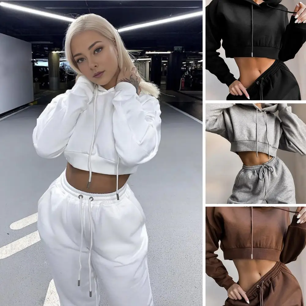 

Women Hoodie Pants Set with Drawstring Waist Women's Cozy Winter Tracksuit Set with Hoodie Sweatpants Long Sleeve Top for Fall