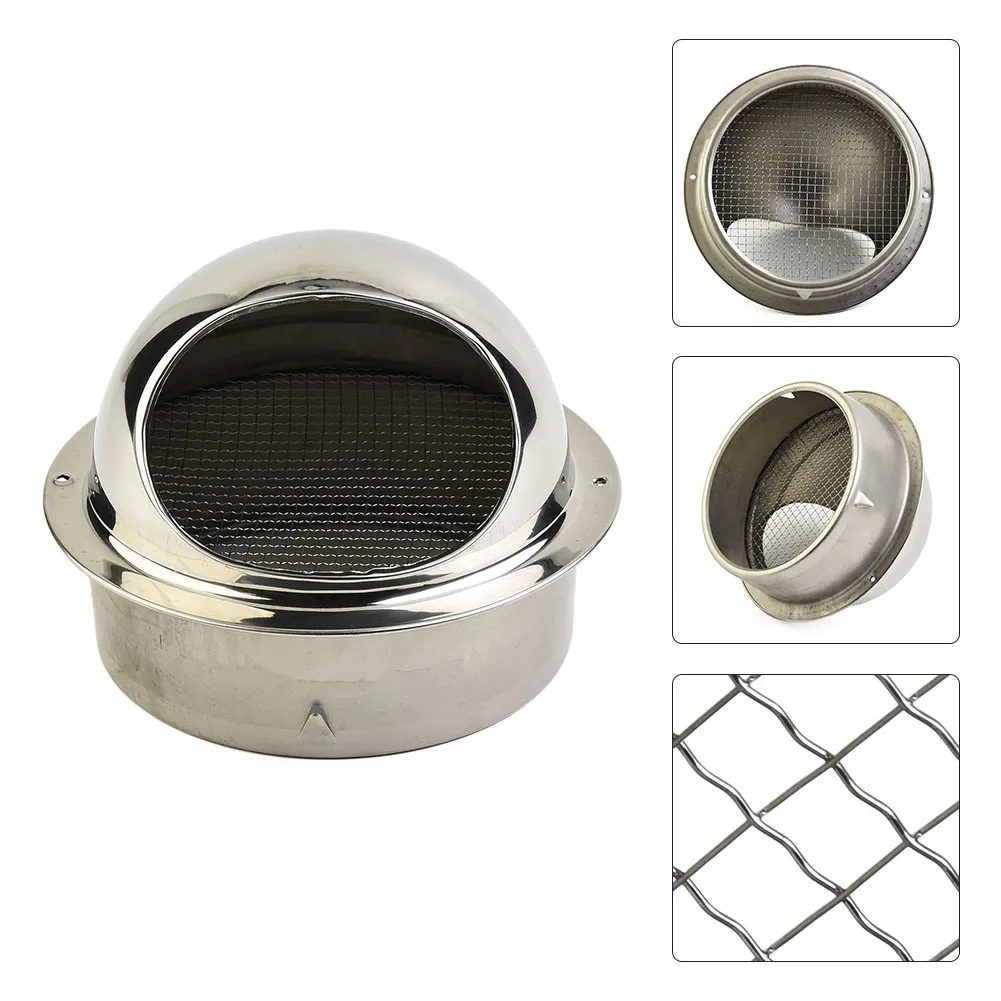 Stainless Steel Round Brushed Bull Nosed External Extractor Wall Vent Outlet With Mesh Screen For Dryer Bathroom Kitchen