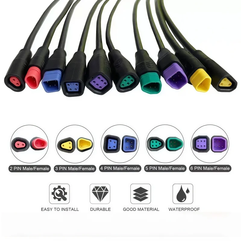 1Pcs E-bike Shaped 2 3 4 5 6 Pin Cable Male Female Waterproof Signal Wire for Bafang Electric Bike Car Modification Accessores