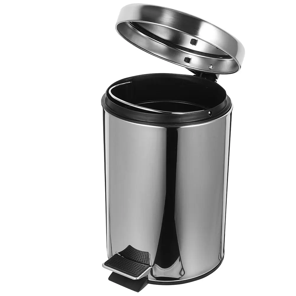 

Stainless Steel Trash Can 5L Kitchen Bathroom Silver Mirror Foot Pedal Waste Basket Garbage Holder Long Lasting Durability