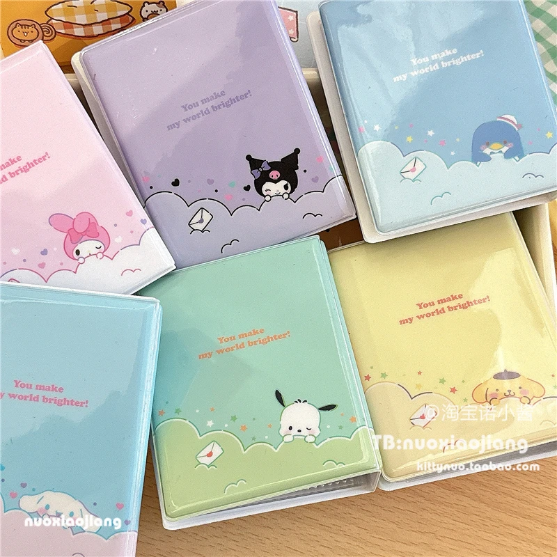 Kawaii Sanrios Mini Photo Album 3 Inch Anime Kuromi Cinnamoroll My Melody Pochacco Pompompurin Tuxedosam Idoll Photocard Holder