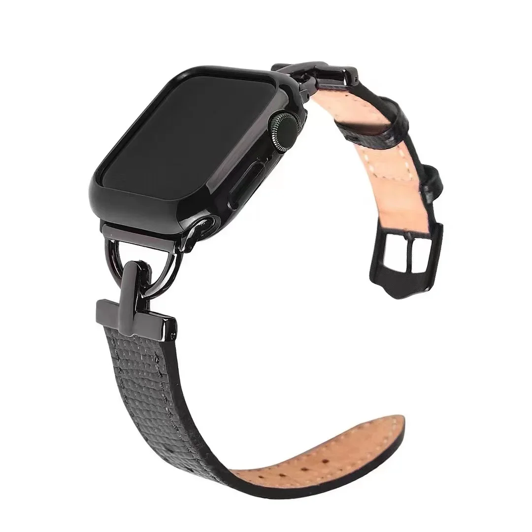 Leather+Metal Strap For Apple Watch Ultra 10 9 8 7 46mm 45mm 41mm Men/Women Wristband For iWatch 6 5 4 3 SE 44mm 42mm 40mm 38mm