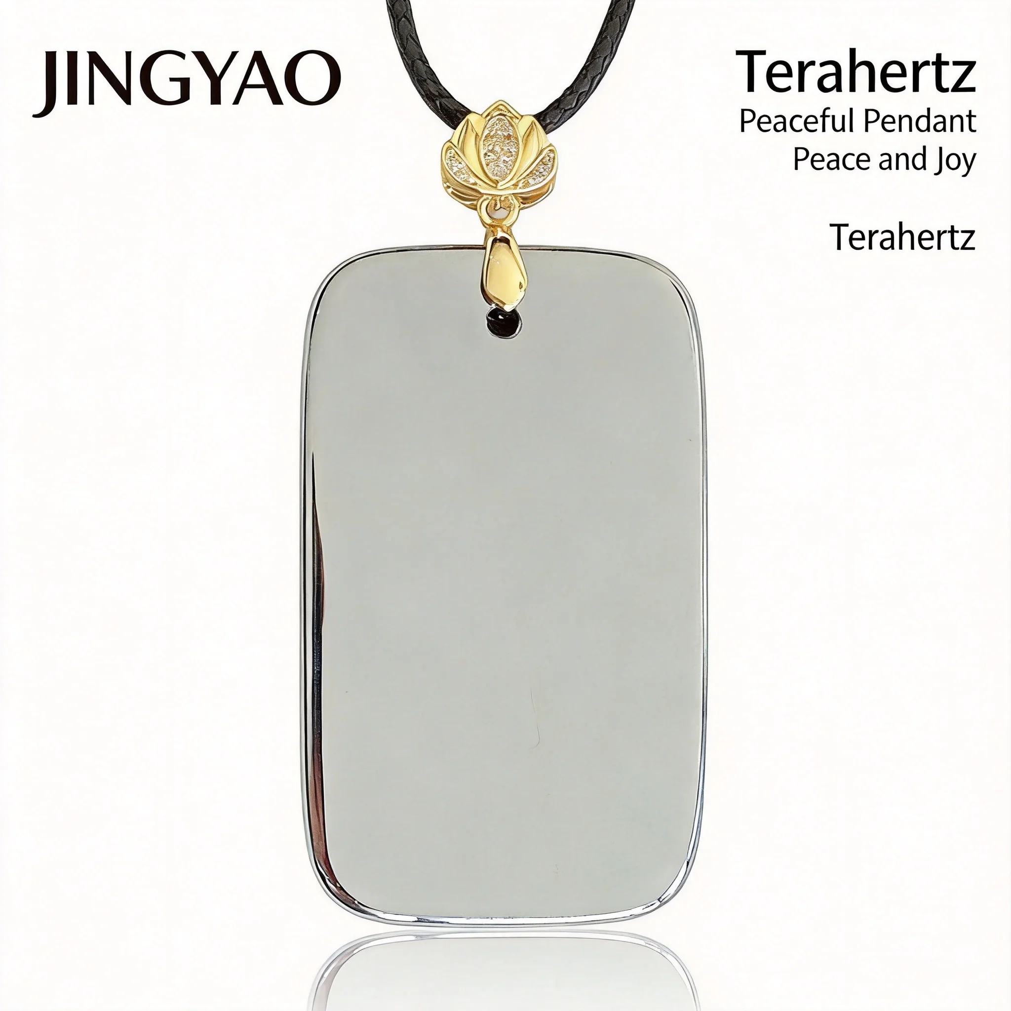 Natural Terahertz Chinese Style Peace Tag Pendant Necklace Lucky Blessing Amulet Lotus Clasp Braided Rope Unisex Sweater Chain