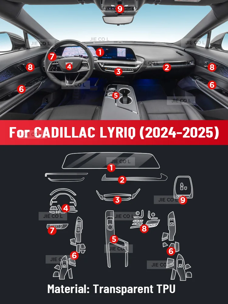 Anti-scratch Car Interior Center Console Media Dashboard Navigation TPU Protector Film For CADILLAC LYRIQ 2024 2025 Sticker