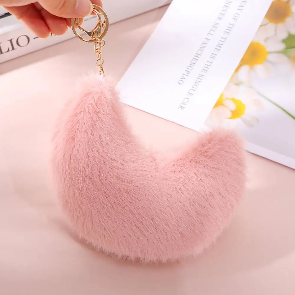 Creative Gift Moon Pattern Heart Plush Pillow Star Shape PP Cotton Stuffed Pillow Soft Pink Color Star Keychain for Birthday