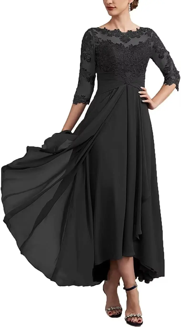 Новые платья для матери невесты с короткими рукавами и круглым вырезом, кружевные шифоновые вечерние платья с открытой спиной, платья для матери жениха по индивидуальному заказу