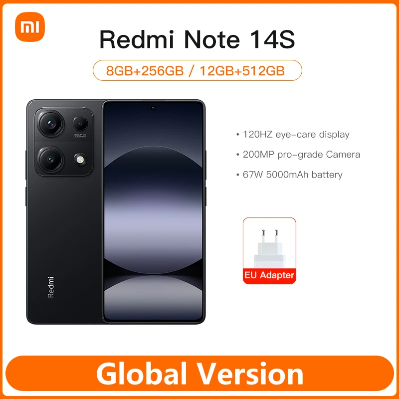 Смартфон Xiaomi Redmi Note 14S, глобальная версия, 256 ГБ/512 ГБ, камера 200 МП, аккумулятор 5000 мАч, Helio G99, 6,67 дюйма, AMOLE Смартфон Xiaomi Redmi Note 14S, глобальная версия, 256 ГБ/512 ГБ, камера 200 МП, аккумулятор 5000 мАч, Helio G99, 6,67 дюйма, AMOLE