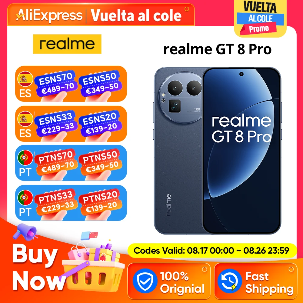 Versión europea del realme GT 8 Pro 5G: cámara teleobjetivo de 200 MP con Ultra Clarity, procesador Snapdragon 8 Elite… — oferta en AliExpress