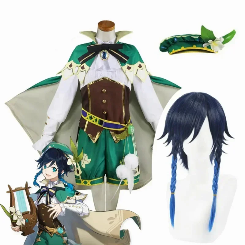 wat22 Costume Game Genshin Impact Cosplay Twenty Shorts Wig Cloak Uniform Halloween Carnival C New 2025 aa