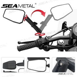 SEAMETAL 2Pcs Motorcycle Rearview Mirror 360-Degree Rotation Wide Angle Rear View Mirror Universal Alloy Motorbike Side Mirror