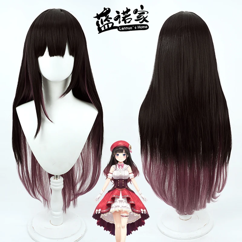 Virtual YouTube Vtuber Suzuka Utako Cosplay Wig Halloween Carnival Party Props Synthetic Hair Heat Resistant Fiber + Wig Cap