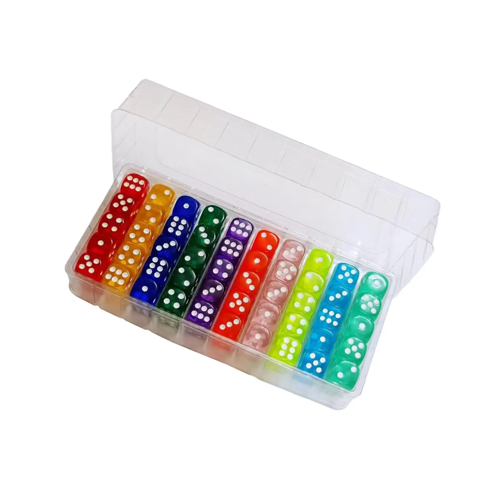 100 peças conjunto de dados de jogos de 6 lados dados acrílicos para jogos de tabuleiro ensino de matemática