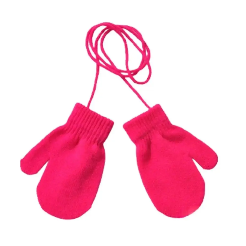

Cute With Lanyard Knitted Gloves 1-3 Years Old Windproof Warm Baby Gloves Coldproof Warm Winter Mittens