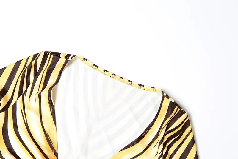 Полосатый комплект из 2 предметов с принтом, женские сексуальные укороченные топы с глубоким v-образным вырезом и длинными рукавами + узкие шорты, одежда для ночного клуба, женская уличная одежда