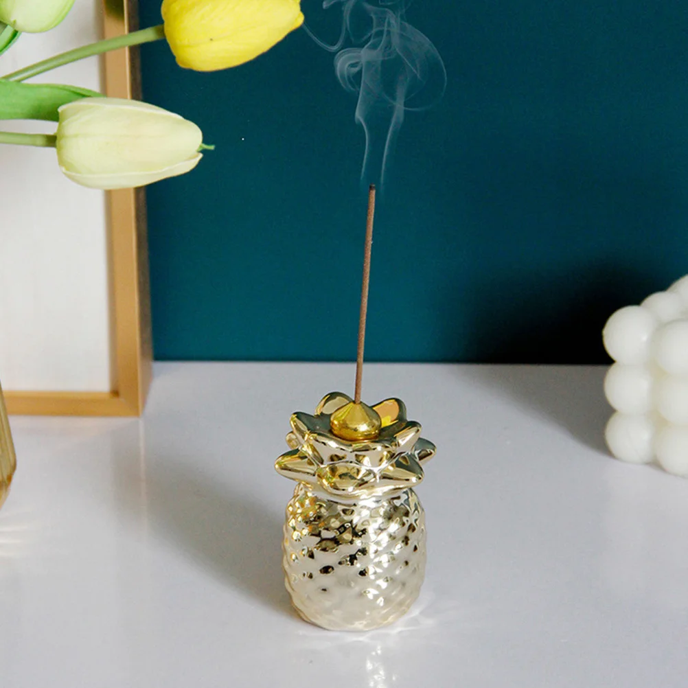 

Compact Pineapple Ceramic Incense Holder Decorative Small Censer Desktop Aroma Burner for Home Study Office Incense Burner