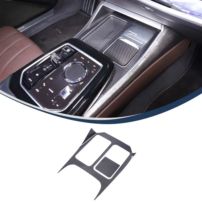 Real carbon fiber For BMW 7 Series G70 2023 2024 Center Console Tea Cup Holder Panel Decorative Frame Sticker Car Accessories