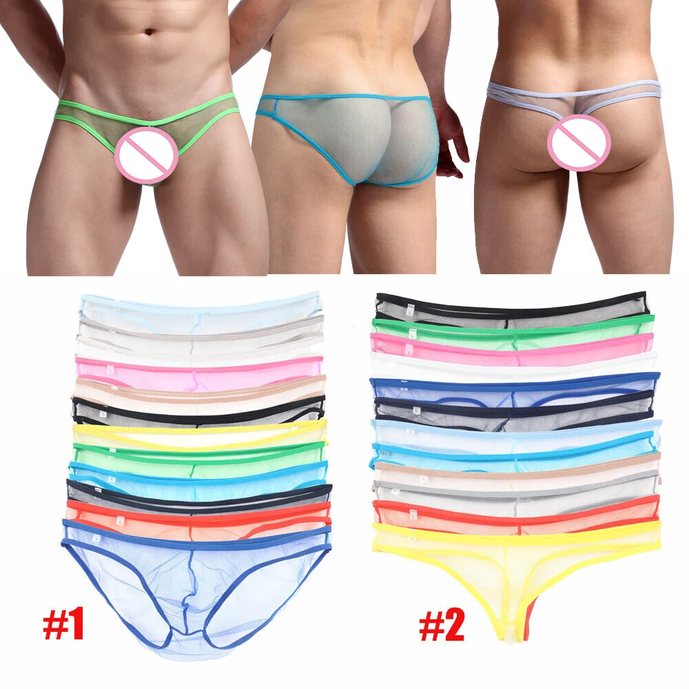 Lot de 12 sous-vêtements transparents en maille pour hommes, Lingerie t-back pour hommes, strings G-string Gay Jockstrap Sissy, culotte de Bikini Tangas