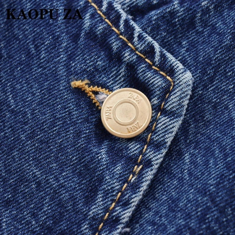 KAOPU ZA 2024 New Spring Ladies Fashion Sleeveless Denim Long Vest Button Down Waistcoat Casual Petite Top