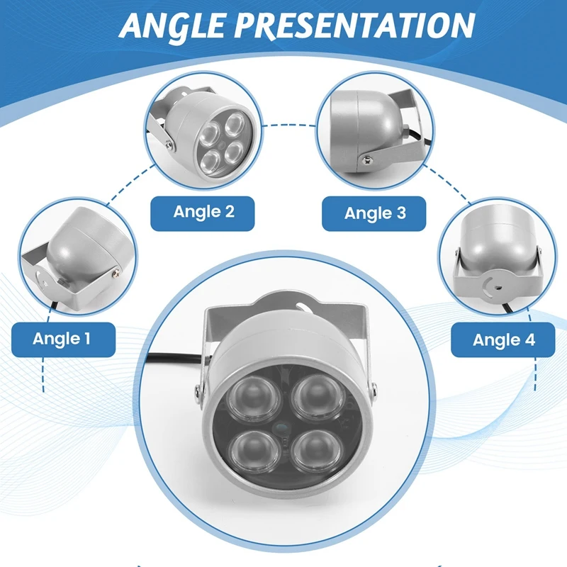 4 diody LED na podczerwień wodoodporny noktowizor oświetlacz IR światło wypełniające DC 12 V do kamery bezpieczeństwa