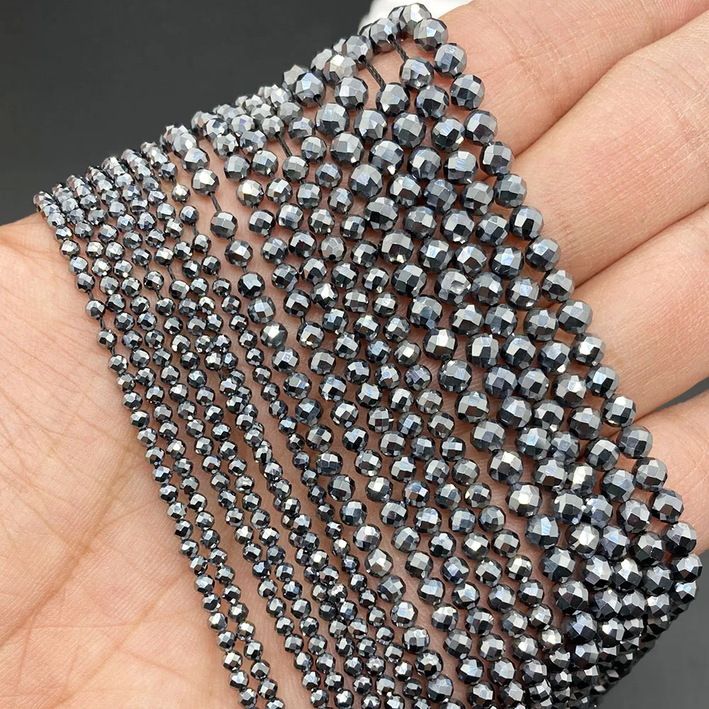 2mm 3mm 4mm Terahertz Facettierter runder Stein, natürlicher Kristall, Energie-Edelstein, lose Steine für DIY, Männer, Frauen – Detail 1