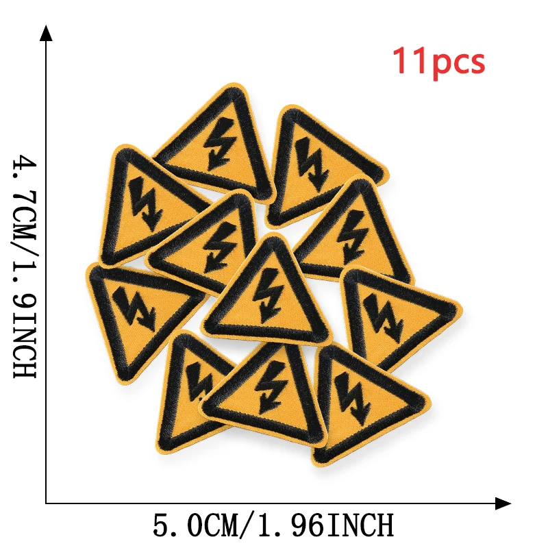 11 stücke Zeichen Verkehrs Dreieckige Outdoor Eisen Auf Patches Für Kleidung Gestickte Jacke Stoff Nähen Lot Pack Diy Coser Mochila – Detail 6