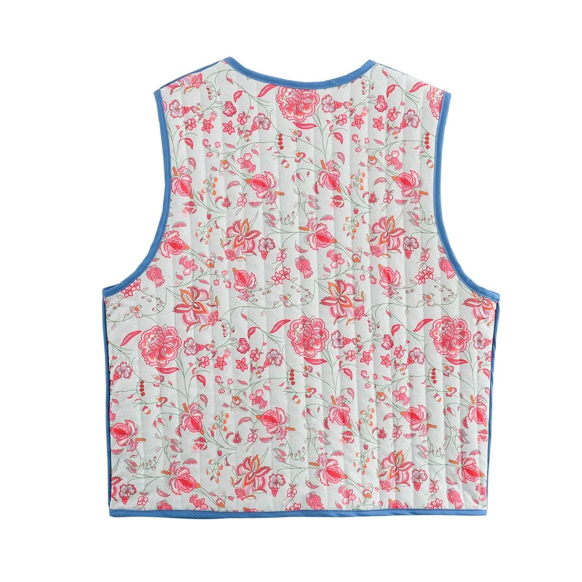 Zevity Women Vintage Patchwork Flower Print Two Sides Wear Quilted Vest Jacket Ladies Cardigan WaistCoat Chic Retro Tops CT9062