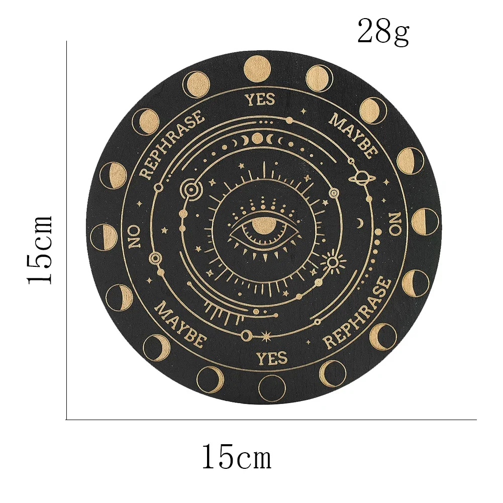 Almofada de caneca de placa de madeira dupla face anti-queimadura jogo astrolábio meditação almofada de energia suprimentos de bruxaria 15cm