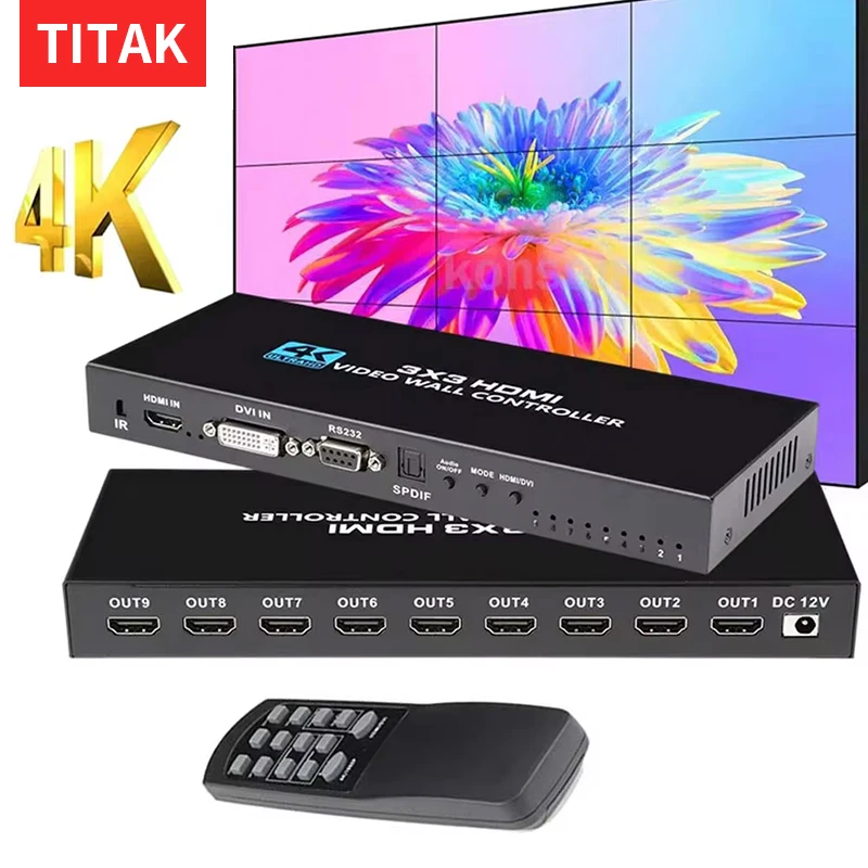 4K HDMI Video wall controller 3x3 HDMI DVI Video wall Processor 1X2 1X4 1X3 2X1 2x3 3x2 4X2 multi video screen processor splicer