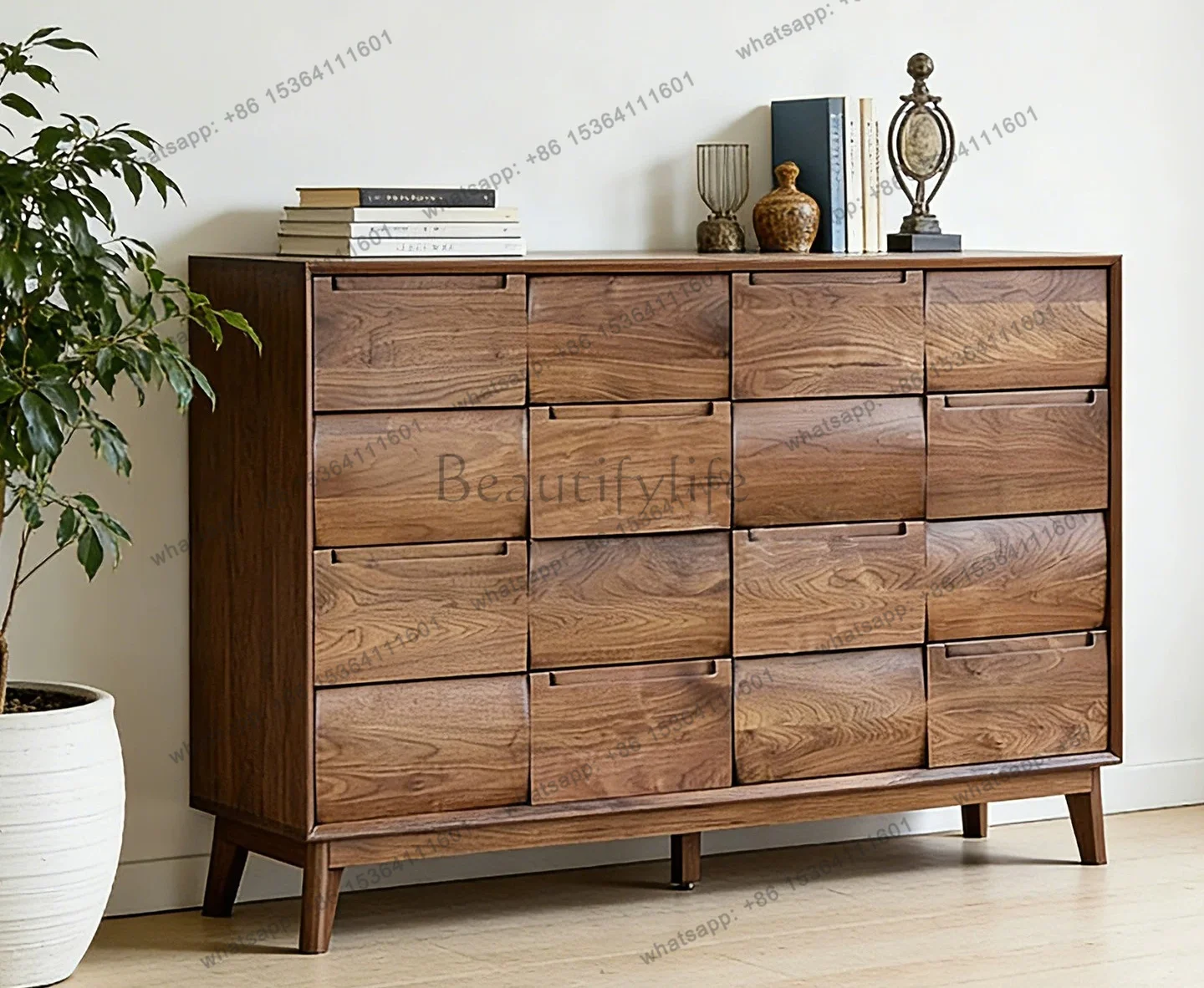 LX North American black walnut chest cabinet antique storage all solid wood locker