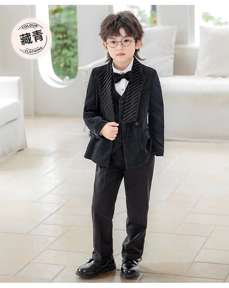 Kinderanzug-Set, Jungen Neujahrs-Bühnenkostüm, Laufsteg-Show Moderator-Outfit, Auftritts-Kostüm, Blazer für Blumenmädchen Geburtstagsfeier A5052 – Detail 9