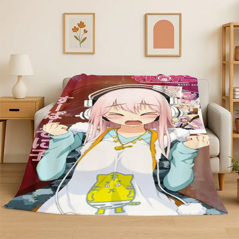 Cute Girl Super Sonico Cartoon Soft Flannel Throw Blanket,Cozy Blanket for Bed,Couch,Sofa,Bedroom,Living Room,Travel,Picnic