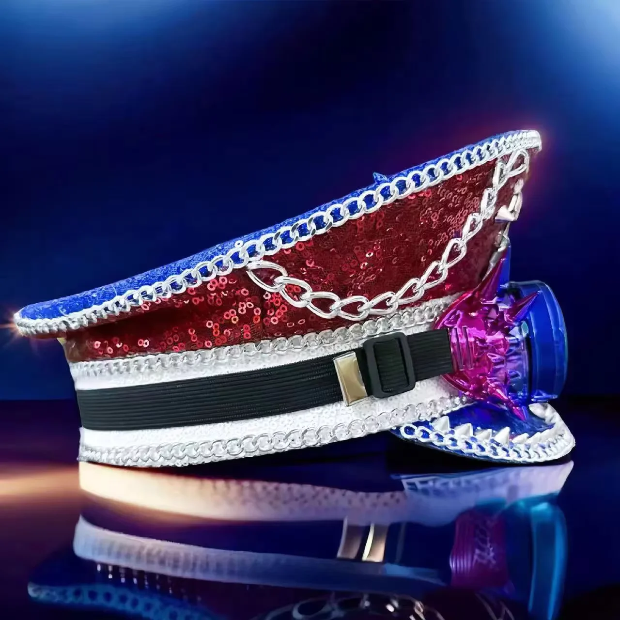 スチームパンク キャプテンハット ラインストーン付きゴーグル付き バーニングマンフェスティバル用 女性用、ミリタリーアクセサリー＆男性用キャップ