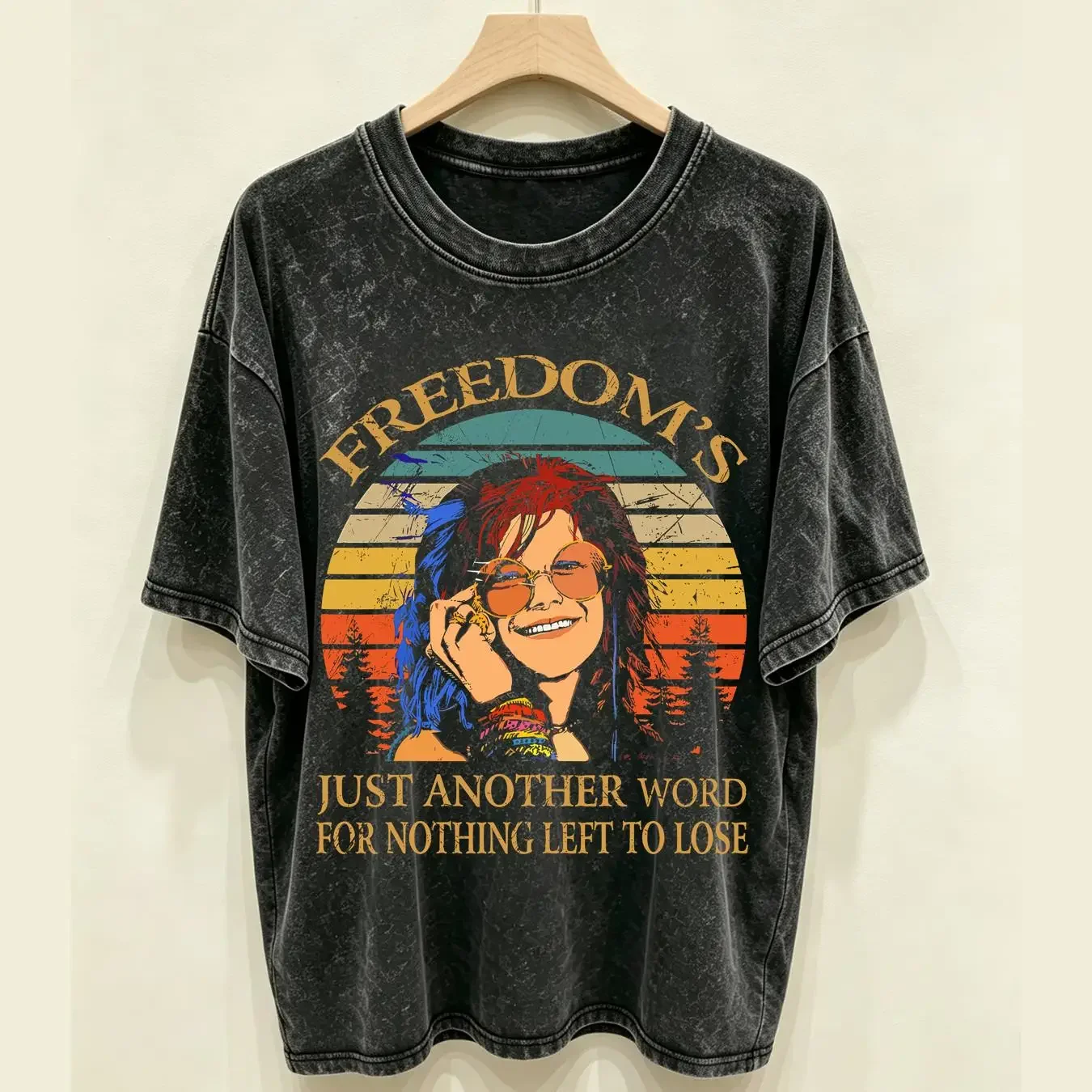 washed T Shirt cute Janis Joplin gift for mother day new unisex all color vintage Washed Slightly streetwear homme Soft Unisex