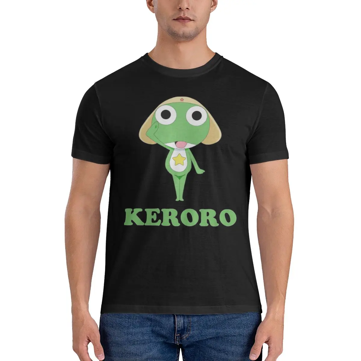 Reporting Men T Shirt Sgt Frog Keroro Gunso Cartoon Anime Novelty Tee Shirt Short Sleeve Crew Neck T-Shirts Cotton Printed Tops