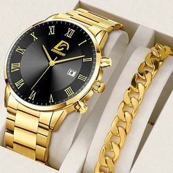 Luxury Mens Watches Business Casual Stainless Steel Quartz Wristwatch Calendar Date Male Sports Bracelet Watch relogio masculino