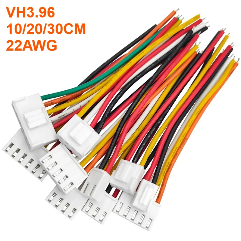

5pcs JST VH3.96 22AWG 10/20/30cm Length 2/3/4/5/6/7/8/9/10Pin VH 3.96mm Single End Housing Plug Terminal Wire Connector Cable