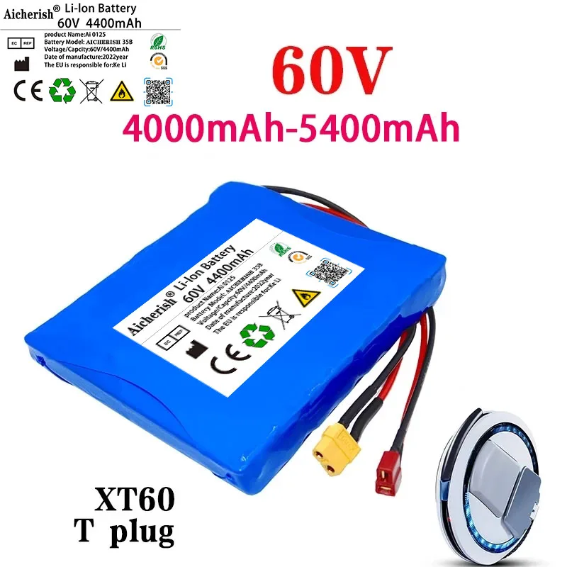 60V 4.0Ah 4.4Ah 5Ah 5.4.Ah 18650 Lithium Accu 16S1P HG2 NCR18650B Loopfiets Elektrische Eenwieler Oplaadbare Batterij