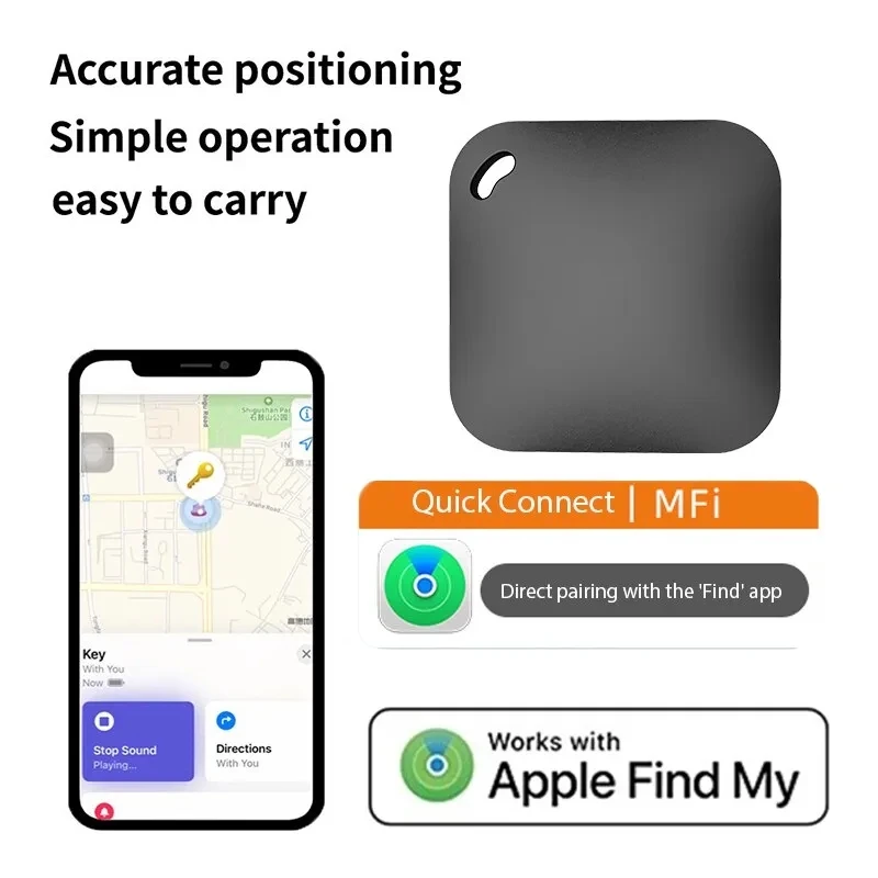 Mini GPS Tracker Airtag Bluetooth Key Finder with Apple Find My Network iOS Only Smart Tag Tracker Item Locator for Bags Luggage